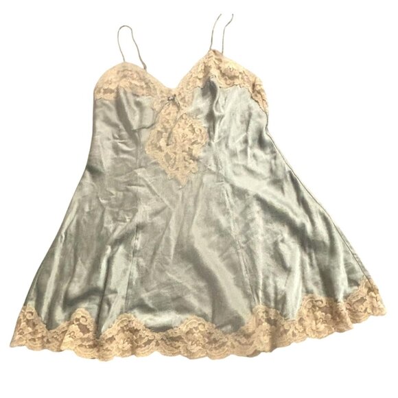 Vintage Victorian Secret Satin & Lace Chemise Nightgown Slip Dress w Spaghetti S - Picture 11 of 16